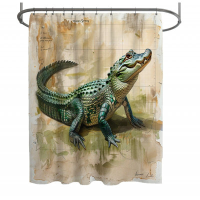 Green Alligator Wildlife Shower Curtain