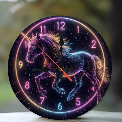 Neon effect Unicorn Clock