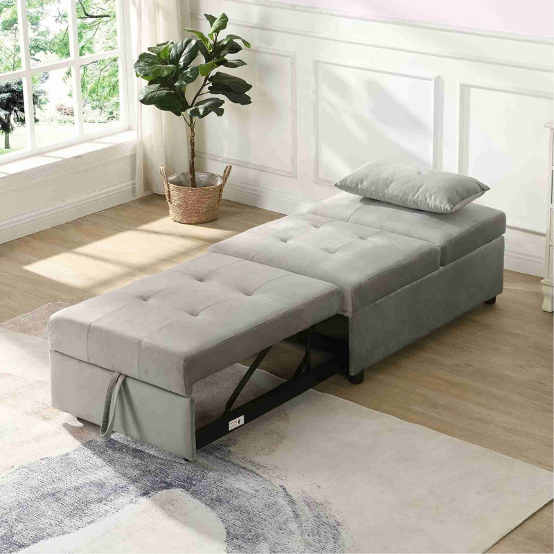 Folding Ottoman Sofa Bed  Gray