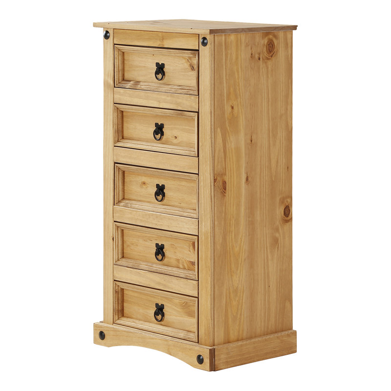 Doe Solid Wood 48cm W 5 - Drawer Chest of Drawers