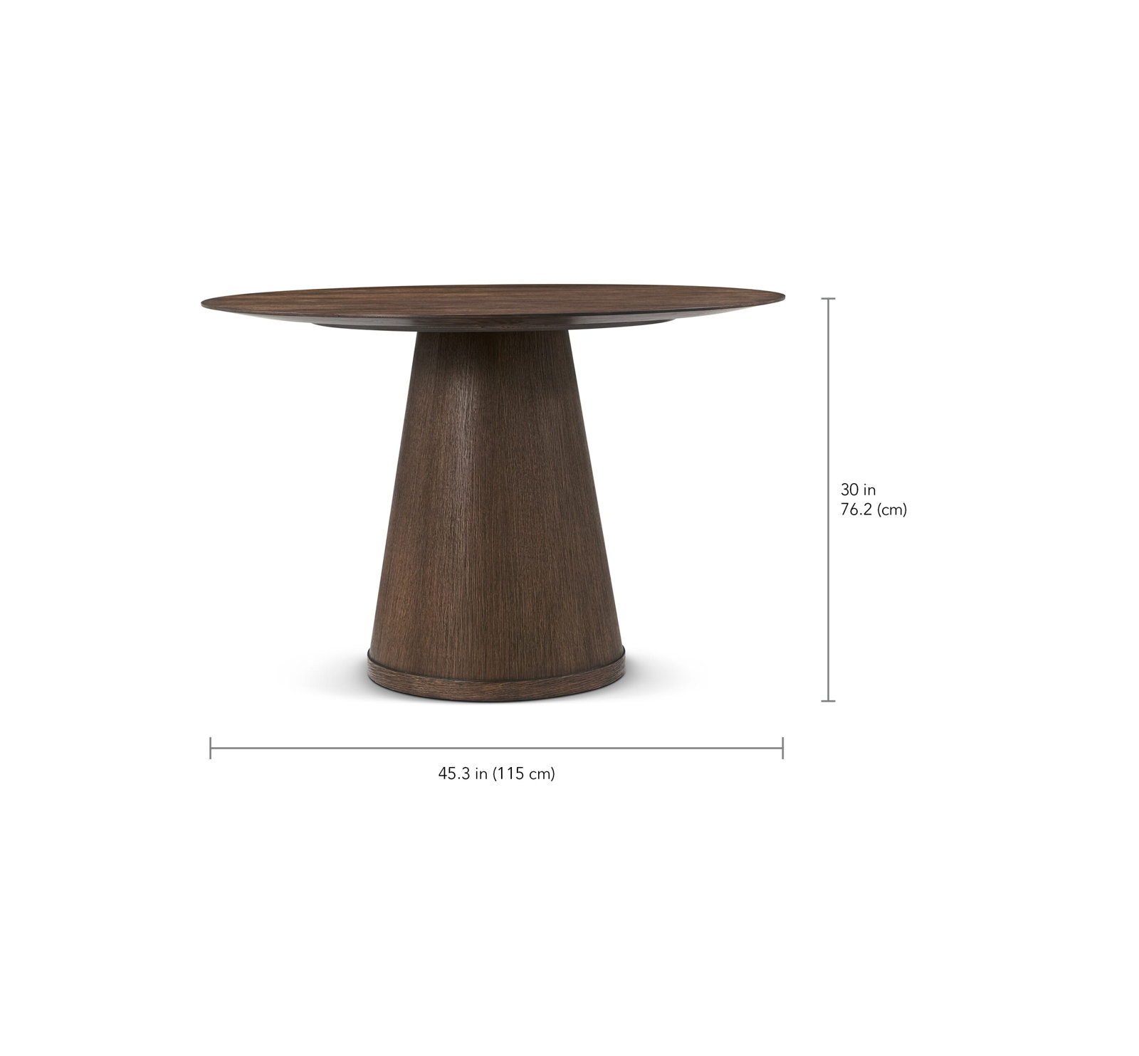 Dining Table, 30" H x 45.28" L x 45.28" W, Brown