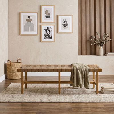 Bedroom Bench with Woven PU Leather Seat
