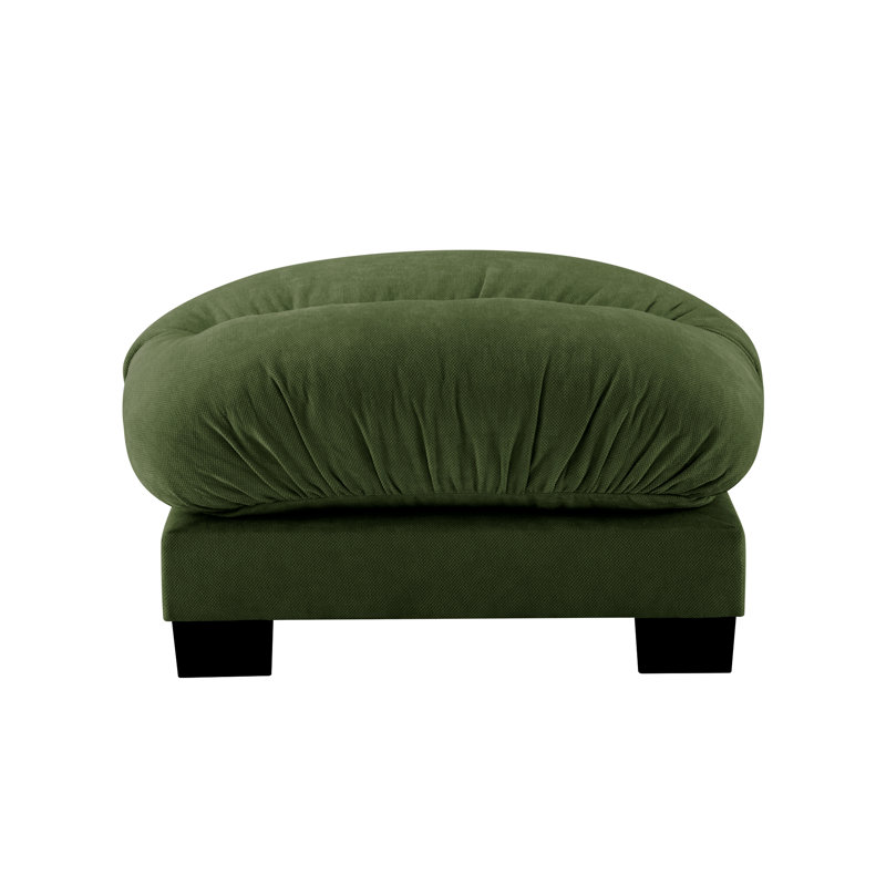 Chenille Fabric Ottoman For Living Room, Green