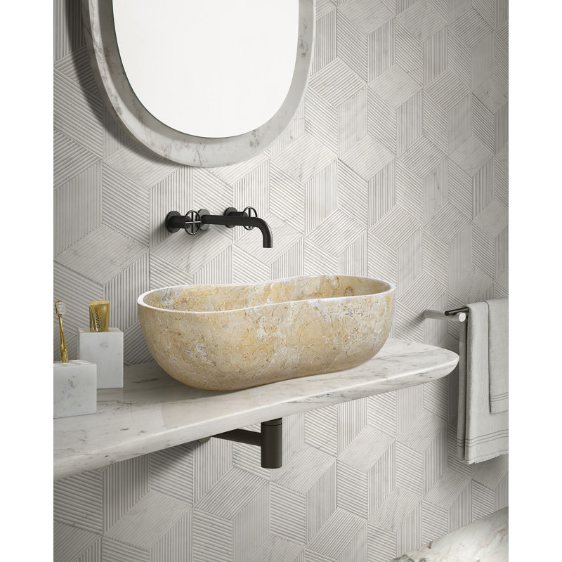 Lavabo vasque de salle de bain en marbre naturel, Beige