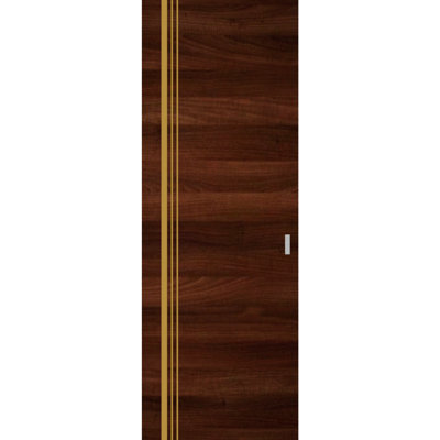 Portes coulissantes dissimulées Planum 1010 Hidden Barn, fini chocolat en frêne, robustes, 71 cm x 213 cm