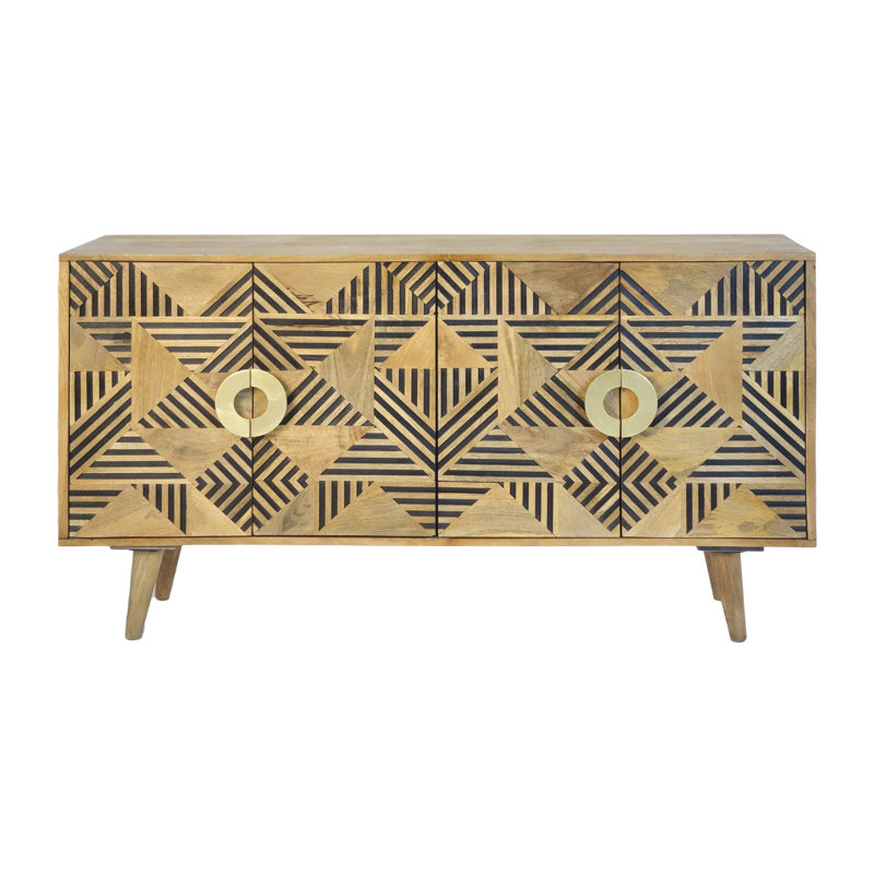 Buffet 60 "à chevrons 60" brun et noir avec 4 portes ZigZag