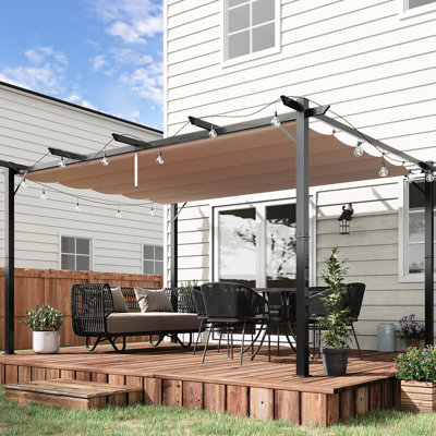 Pergola en aluminium 10 'x 13' avec toit rétractable - Abri de jardin pour la véranda, rassemblement extérieur, abri de jardin gris anthracite, abri de jardin, célébration, jardin, abri de jardin pour barbecue