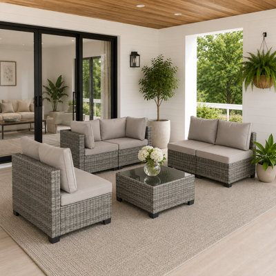7-Piece Outdoor Patio Conversation Set With Table