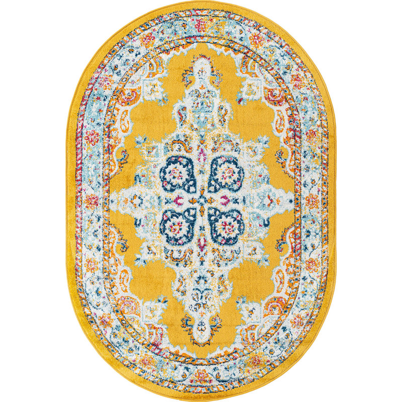Mirveta Oriental Indoor Rug, Oval 4' x 6'