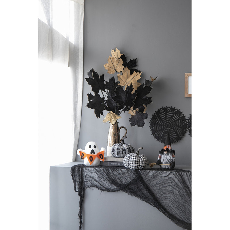 7 x 7 x 7 po tissu citrouille à carreaux noir et blanc clair, pour la décoration d'Halloween des Fêtes