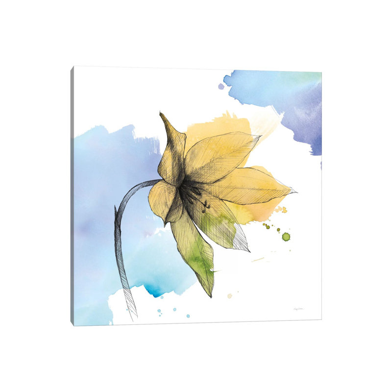 Watercolor Graphite Flower VIII by Avery Tillmon - Wrapped Canvas Painting, 30.48 cm H x 30.48 cm W