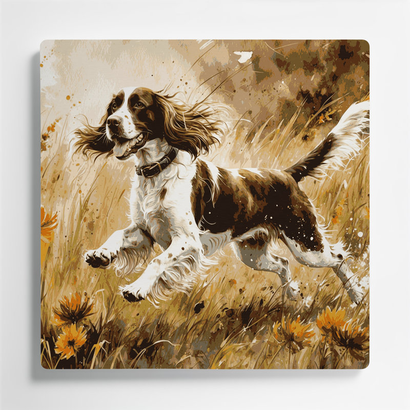 Chiens, épagneul Springer anglais brun, art mural en métal, H 32 po x l 32 po