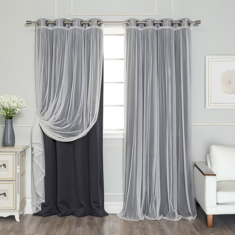 Granados Solid Room Darkening Thermal Grommet Curtain Panels, Dark Gray, 52" W x 96" L