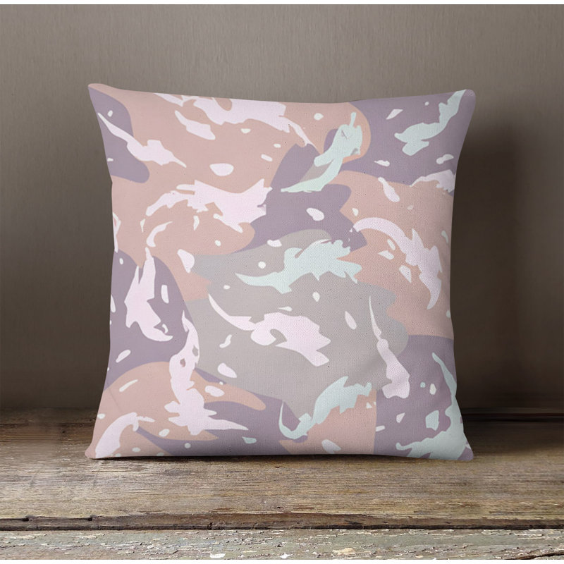 Throw Pillow With Insert, 16"H x 16"W, Pink Abstract 7