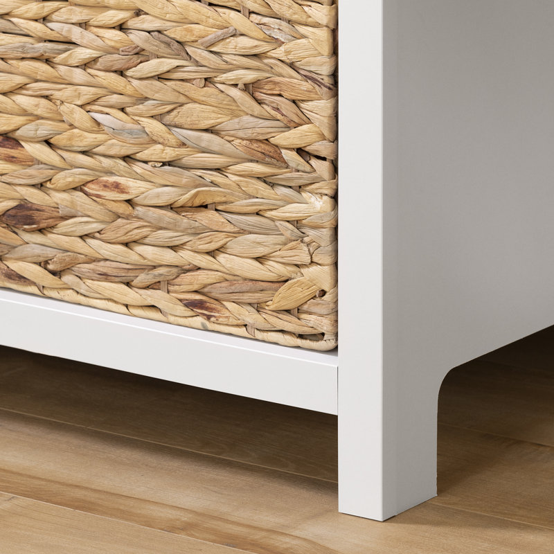 White Changing Table Dresser with Wicker Baskets
