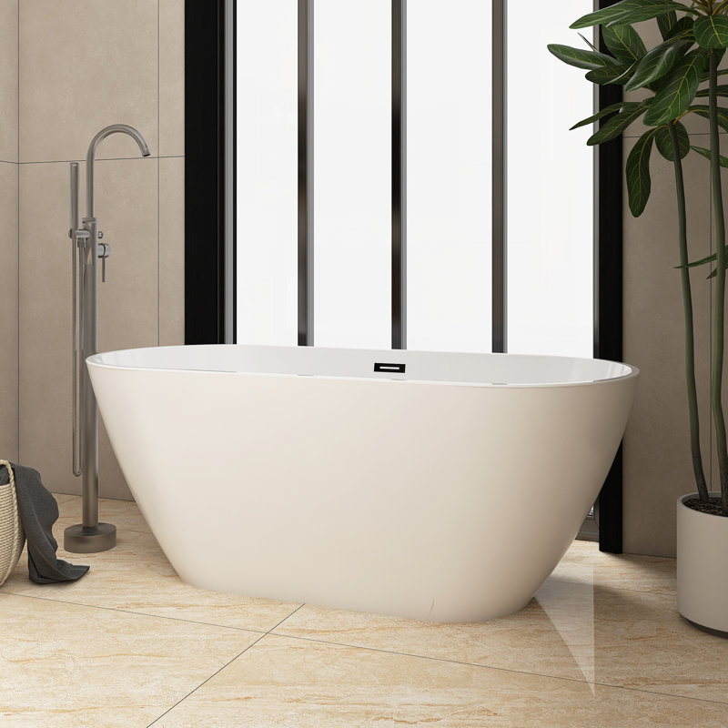 59'' x 28.38'' Freestanding Soaking Acrylic Bathtub
