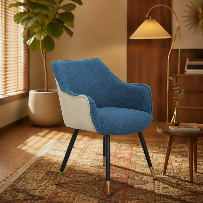 Ensemble de 2 fauteuils d'appoint en tissu bleu, 23 po x 23 po x 34 po