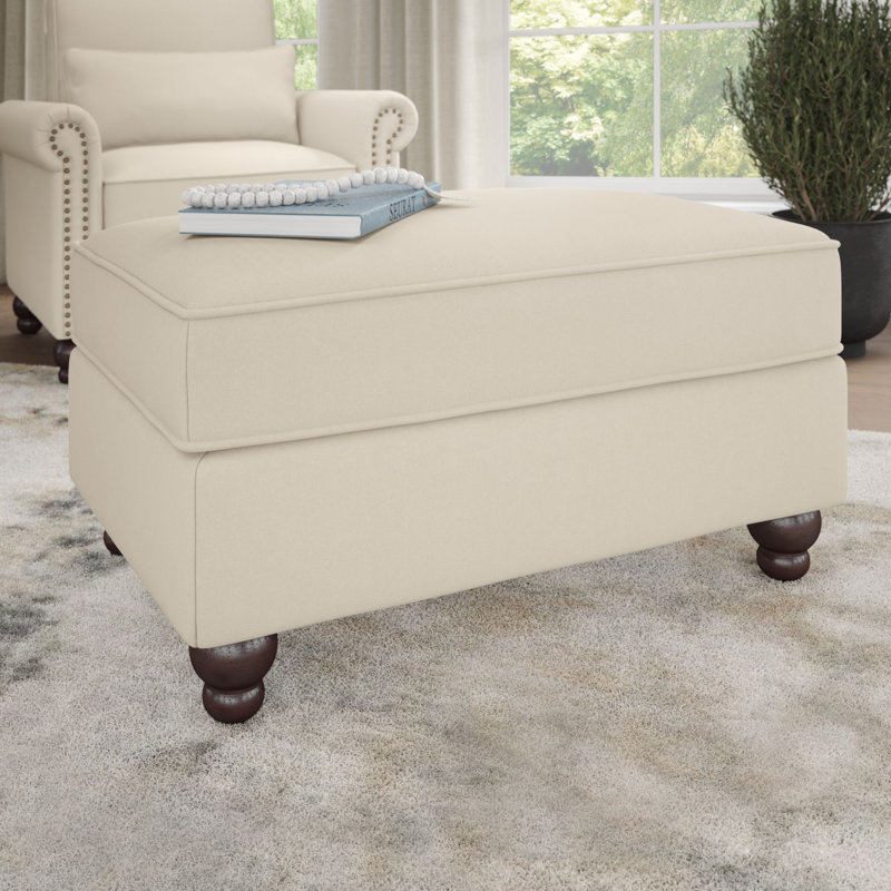 Atifah 34.5" Wide Rectangle Storage Ottoman, Cream 