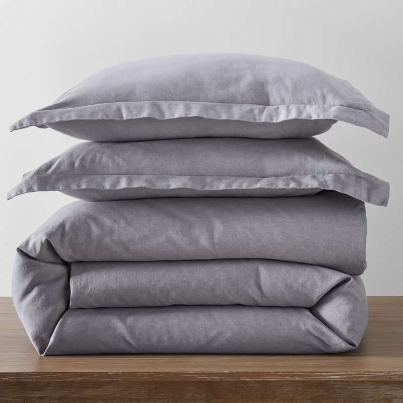 Jeffen Linen Blend Duvet Set, King / Cal King Duvet Cover + 2 King Shams, Charcoal