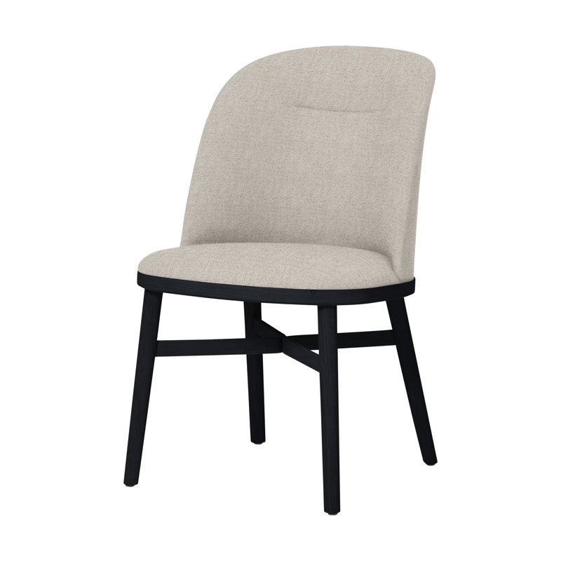 Bund 18'' H Upholstered Dining Chair, Black Oak, L493 Sanfor Flax 0024