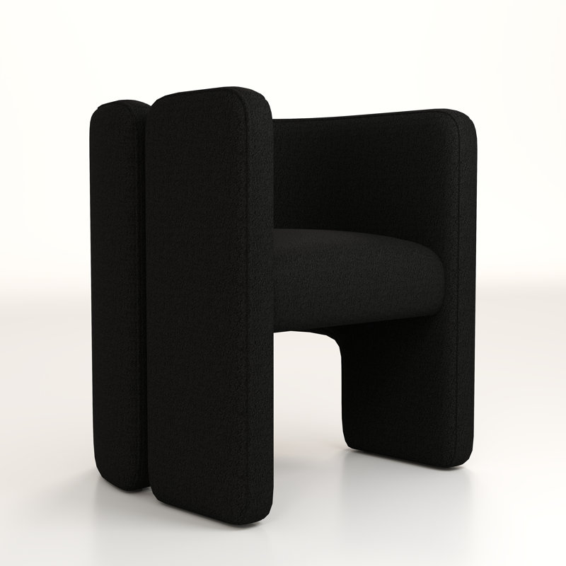 Jaimyn 24" Wide Upholstered Barrel Accent Chair, Black Teddy