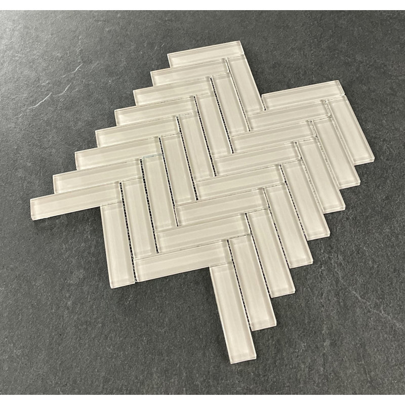 Carreau de mosaïque à chevrons / chevrons en verre 1 po x 4 po, Brouillard