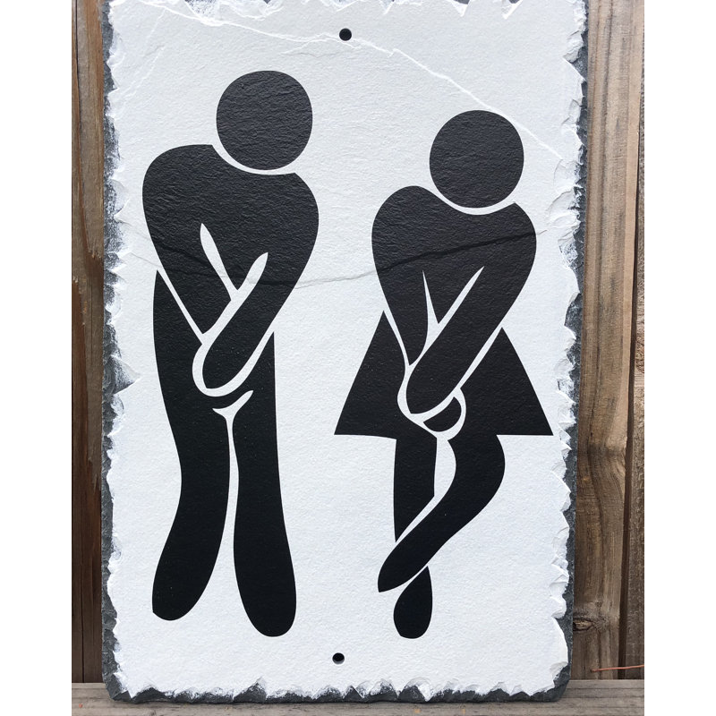 Plaque de salle de bain Mesdames et Messieurs, H 12 po x l 8 po, Support
