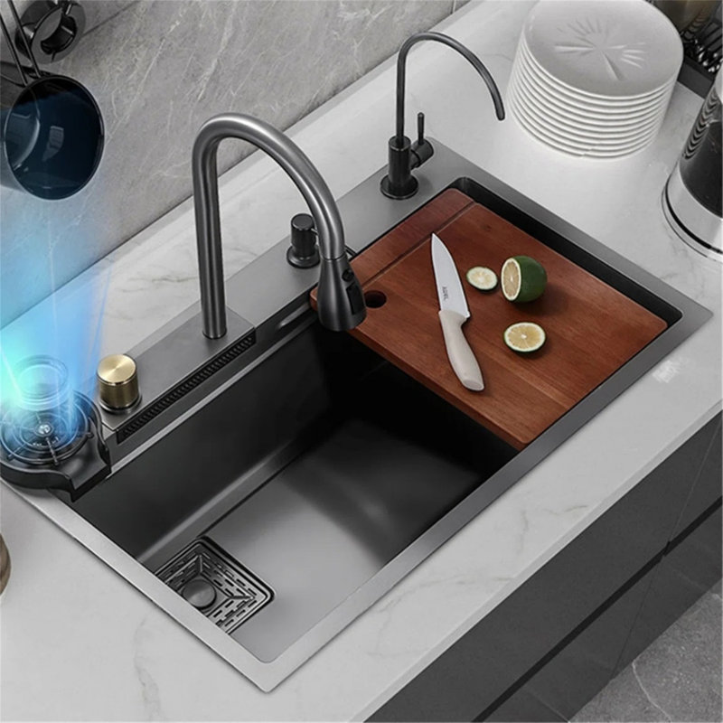 Évier de cuisine encastré en acier inoxydable 26,7 po L 26,7 po