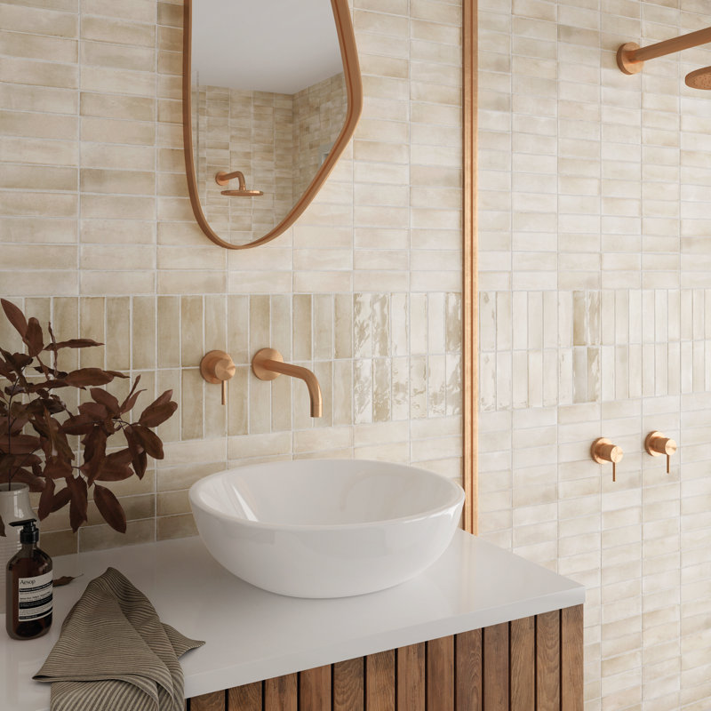 Coco 2" x 6" Porcelain Brick Look Subway Wall & Floor Tile, Canvas Beige