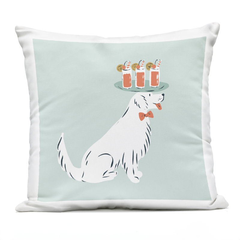 Conception de coussin décoratif pour boisson Drink Tray Dog par Krissy Mast, Chien vert