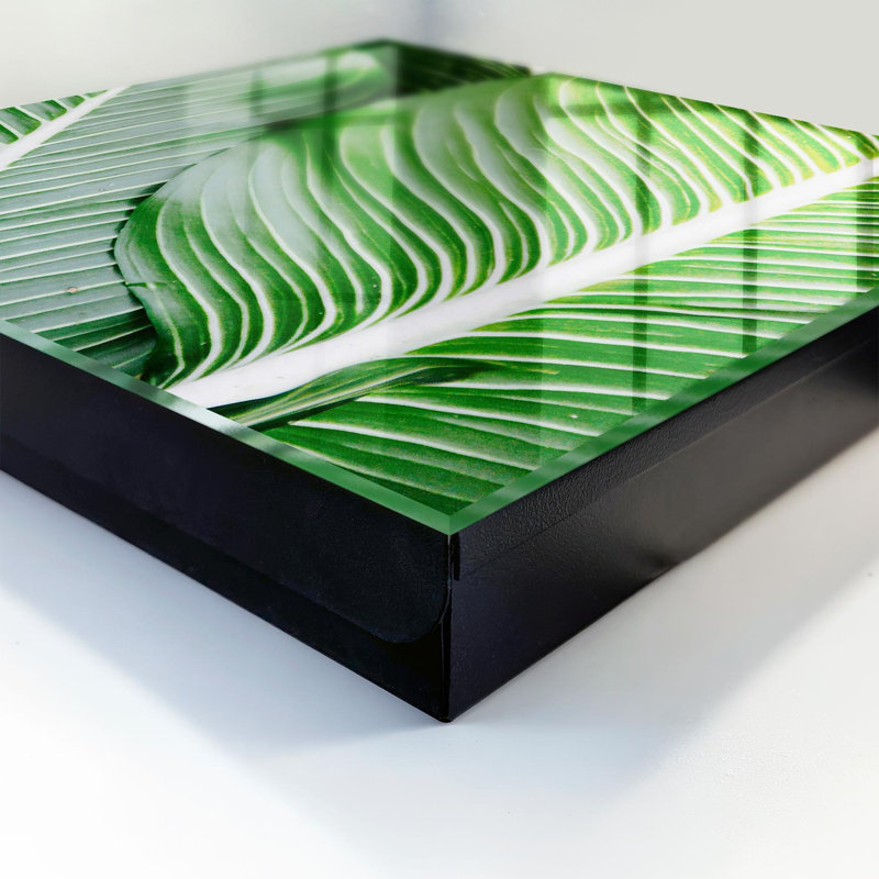 Key storage cabinet, Opens to the right, 30x30x5, White, Green leaves with distinct lines, 