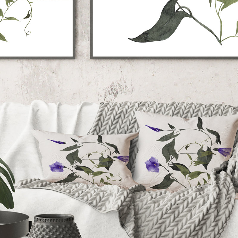 Bouquet rétro avec fleurs sauvages et herbes II - coussin décoratif traditionnel, 18 po x 18 po
