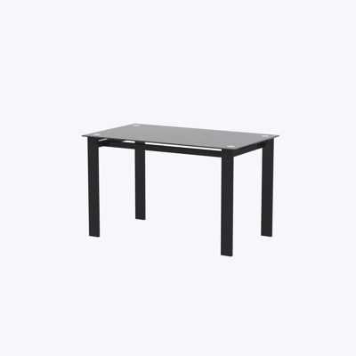 Modern tempered glass black dining table, simple rectangular metal table legs living room kitchen table