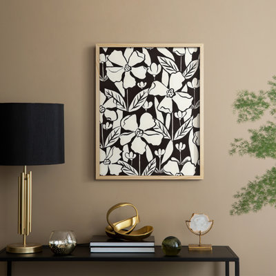Fleurs dans le jardin II, reproduction encadrée - bois massif