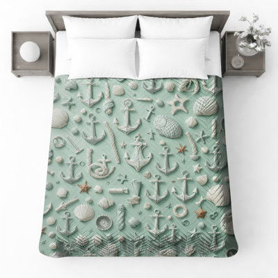 Couvre-lit matelassé Shells Anchors Rope Seashells