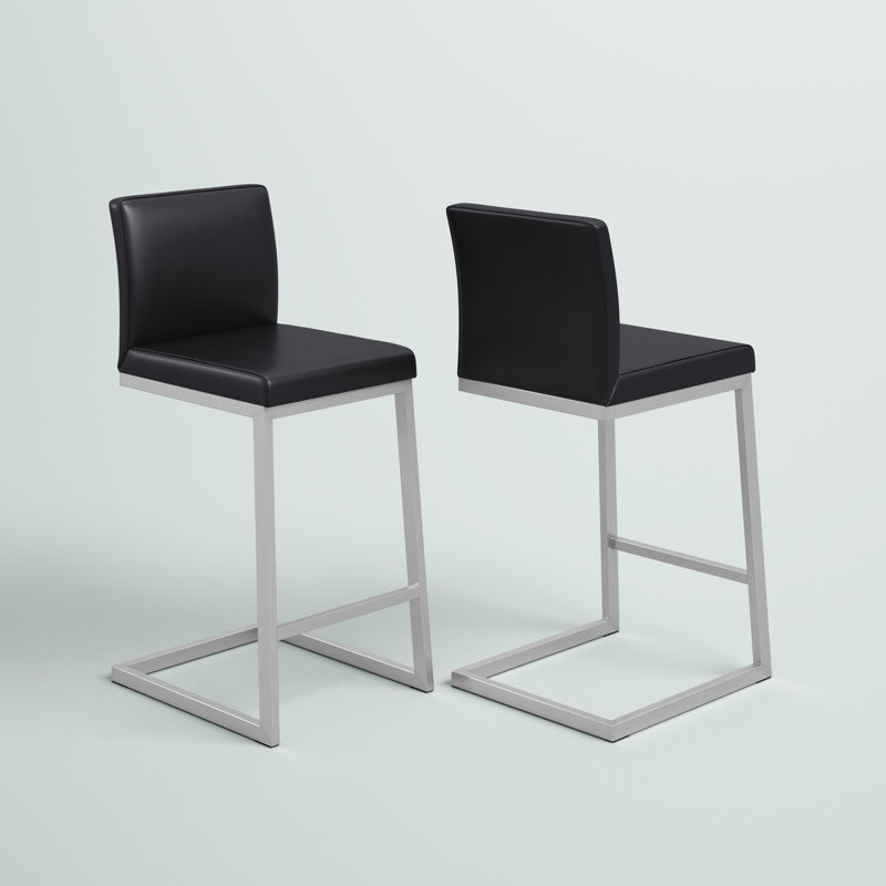 Tabouret de comptoir de 26 po Hamby, Noir, noir, noir, noir, Argent argent
