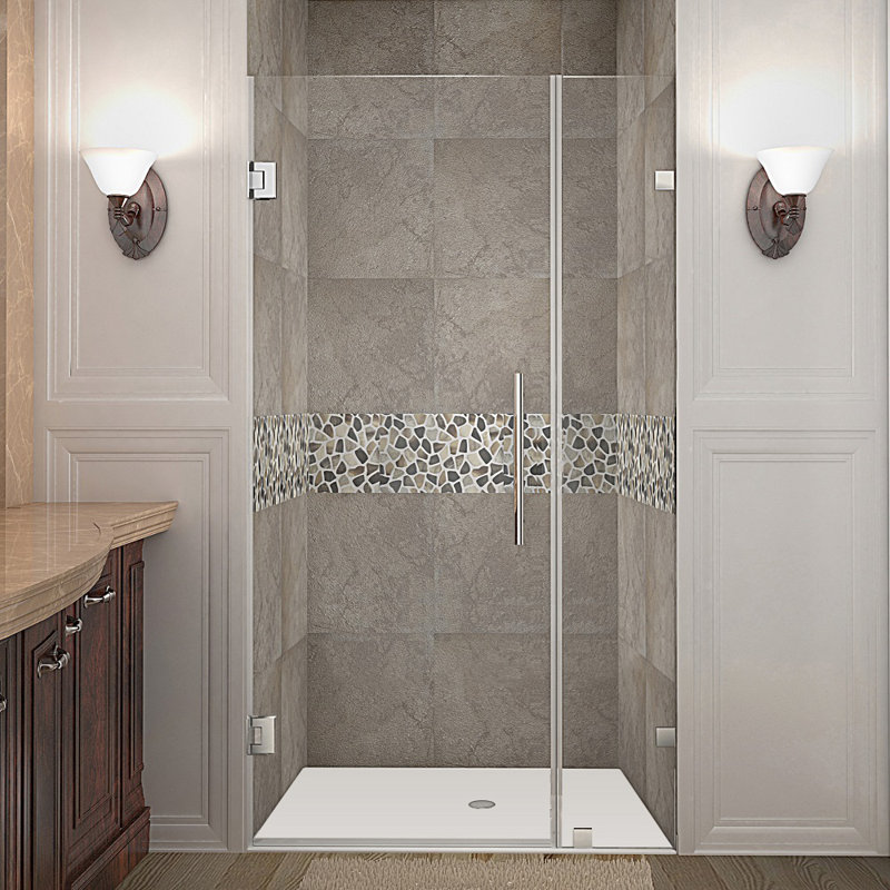 Nautis  Frameless Shower Door, Stainless Steel