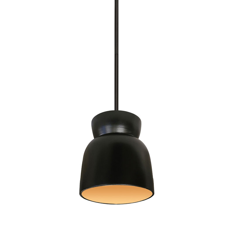 (6) Luminaire suspendu en forme de sablier, Noir mat, Or champagne