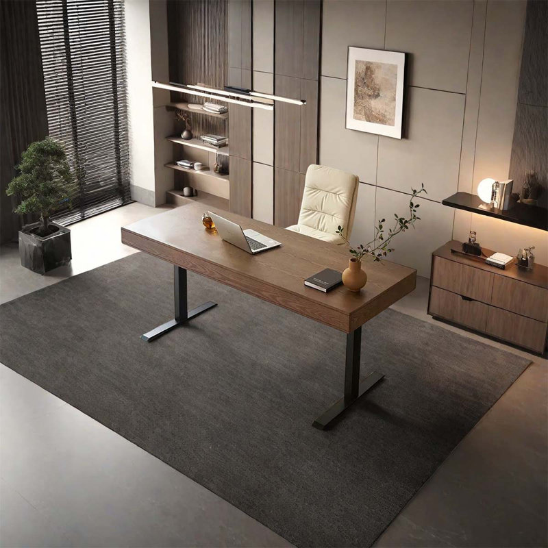 Bureau électrique à hauteur réglable, bureau en bois massif, H 28,35 po x l 55,12 po x P 23,62 po