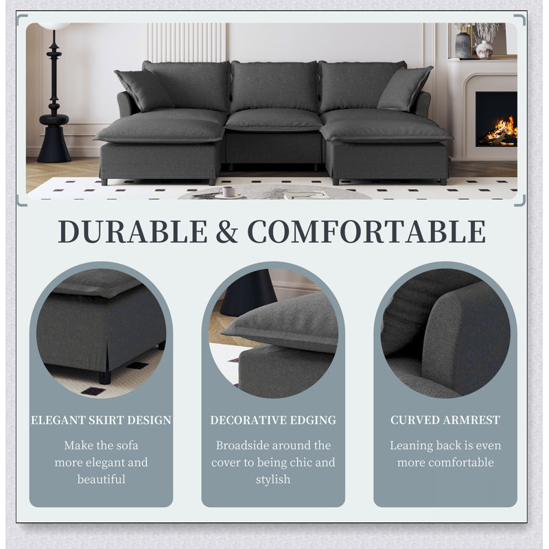 Canapé modulaire avec repose-pieds Chenille