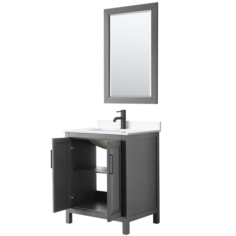 Daria 30'' W Single Vanity, Dark Gray, Matte Black, Carrara Cultured Marble