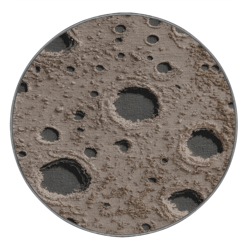 Machine Washable Space Gray Area Rug, Round 7'