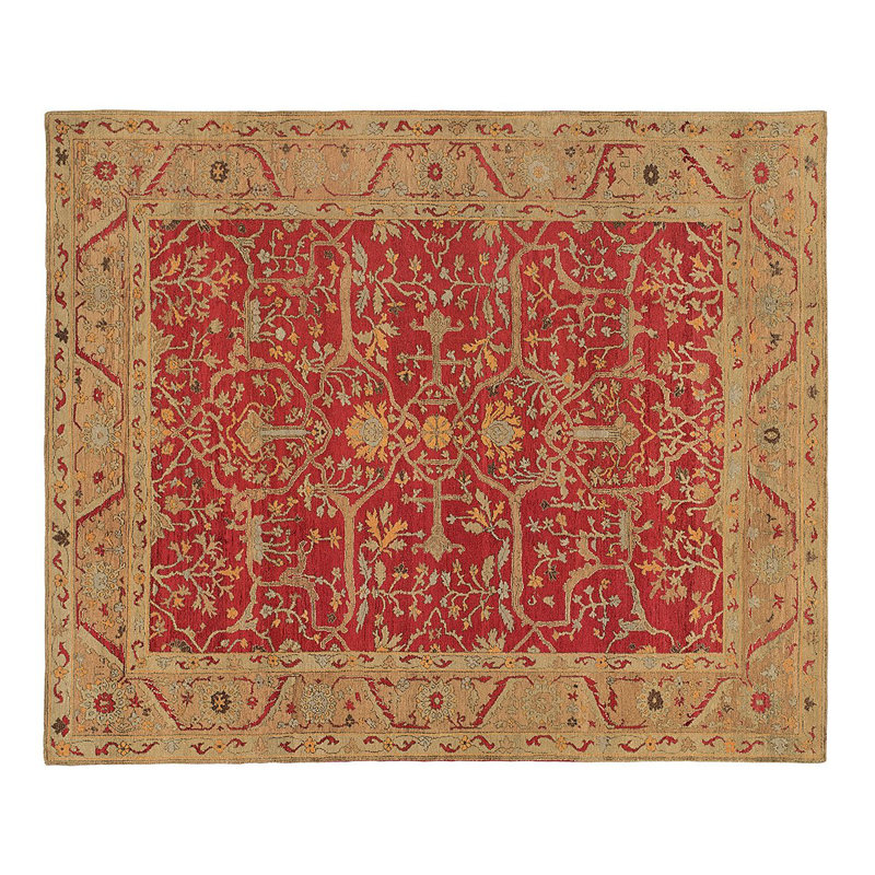 Jozan Wool Oriental Area Rug in Gold/Red, Rectangle 8' x 10'