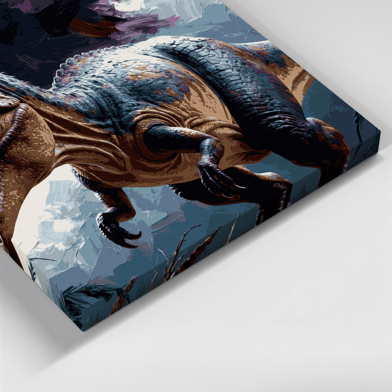 Dinosaur Allosaurus Black Canvas Wall Art