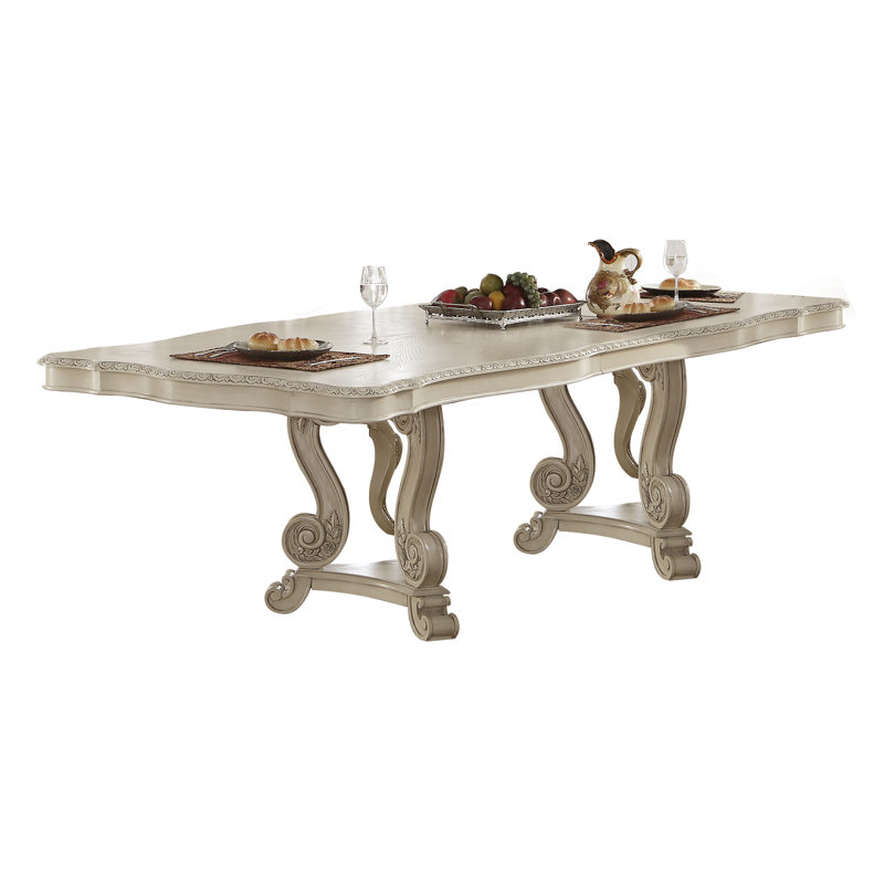 Table de salle à manger Alanni, Blanc antique