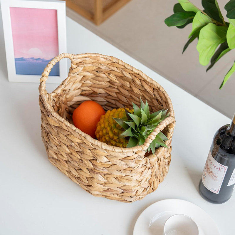 Panier de rangement tissé avec poignées - Organisateur de couverture en osier pour tablettes, chambre à coucher ou salon, paquet de 1