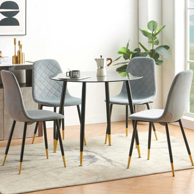 4 - Person Glass Top Four Leg Dining Set