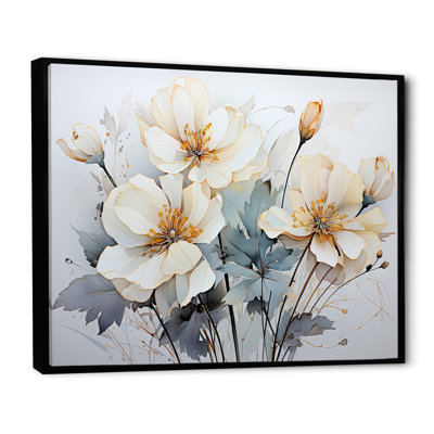 «Minimalist White and Grey Tulips Grace», reproduction sur toile