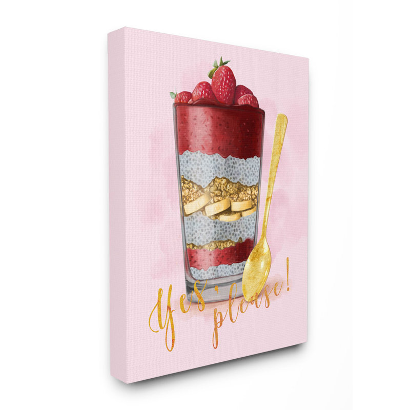 «Yes s'il vous plaît, fruit, parfait, peinture rose d'or», impression, Toile tendue, H 20 po x l 16 po