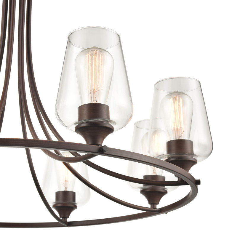 8 - Light Dimmable Wagon Wheel Chandelier